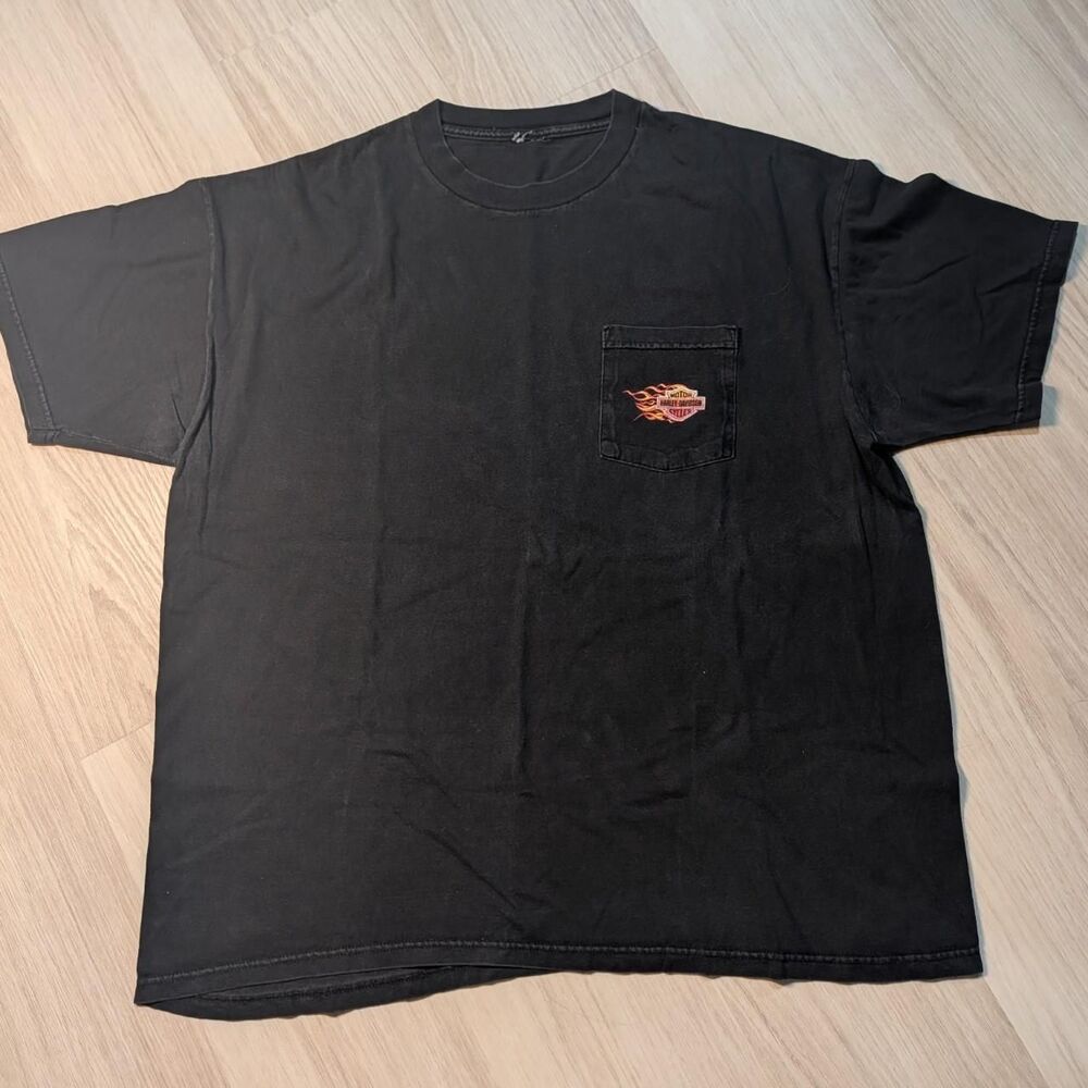 Vintage Harley-Davidson Flame Pocket T-Shirt w/ Back Design